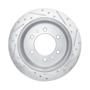 Hummer H3T Brake Rotor (1) - Rear Left - R1 Concepts - Drilled & Slotted - Silver - `06-`10